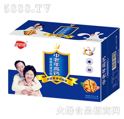 金嬌陽中老年高鈣核桃風(fēng)味飲料250ml箱子