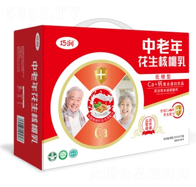 巧潤中老年花生核桃乳低糖復(fù)合蛋白飲品禮盒