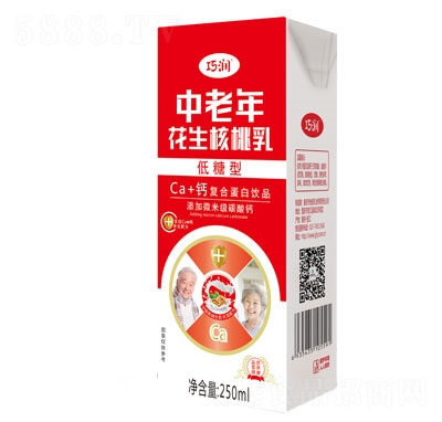 巧潤中老年花生核桃乳低糖復(fù)合蛋白飲品250ml