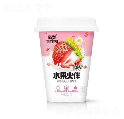 牧牛莊園水果火伴草莓燕麥風味發(fā)酵乳350克