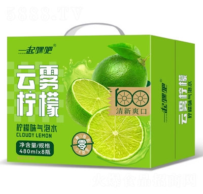 一起嘿吧云霧檸檬氣泡水480mlX8瓶招商