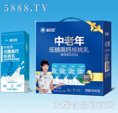鶴園中老年低糖高鈣核桃乳250mlx12盒