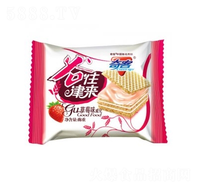 奇客草莓味威化餅干