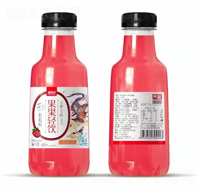 明好果果輕飲風(fēng)味飲料果味飲料招商代理批發(fā)450ml騰訊動(dòng)漫簽約草莓味