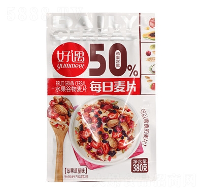 好遇水果麥片廠家直銷零食混合谷物烘焙代餐燕麥片營(yíng)養(yǎng)早餐蘋果草莓味