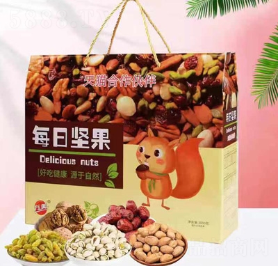 萬(wàn)美每日?qǐng)?jiān)果禮品招商代理干果混合干果葡萄干果干禮盒