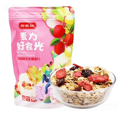 燕藜坊草莓果多多燕麥片膳食纖維即食早餐沖飲營(yíng)養(yǎng)飽腹代餐320克