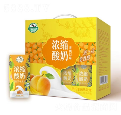 莊園牧場(chǎng)利樂(lè)鉆酸黃桃酸奶200g*12盒