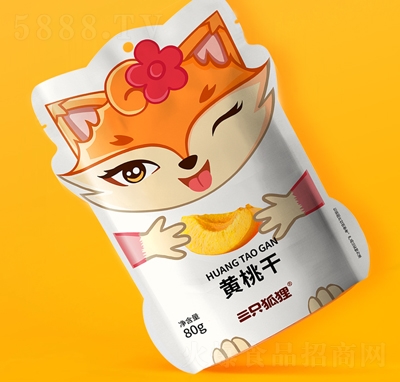 三只狐貍黃桃干80g果干蜜餞休閑零食招商代理