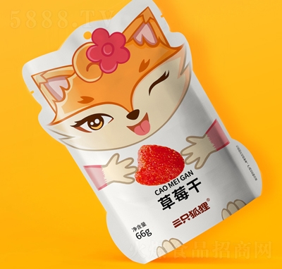 三只狐貍草莓干66g果干蜜餞休閑零食招商代理