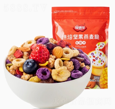 福事多烘焙堅果谷物圈燕麥片脆300g沖飲即食代理