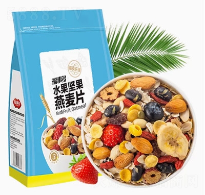 福事多水果堅果燕麥片500g袋裝早餐即食代餐食品速食