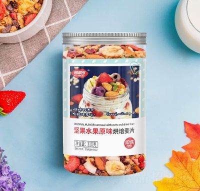 福事多原味堅果水果烘焙麥片310g罐裝沖飲燕麥片
