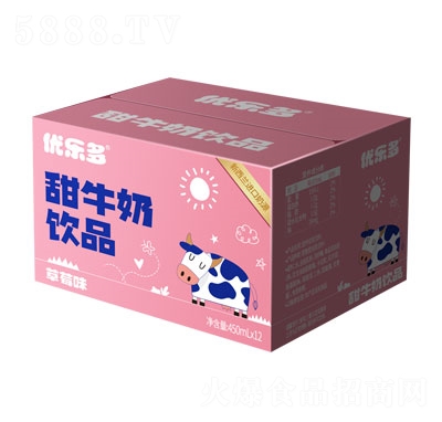優(yōu)樂多甜牛奶飲品草莓味450ml×12