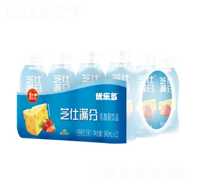 優(yōu)樂多乳酸菌飲品草莓芝士味340ml×12