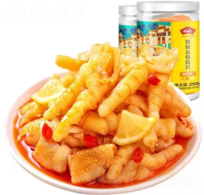 精武網(wǎng)紅罐裝檸檬酸辣無骨雞爪脫骨去骨即食檸檬蒜香鳳爪零食