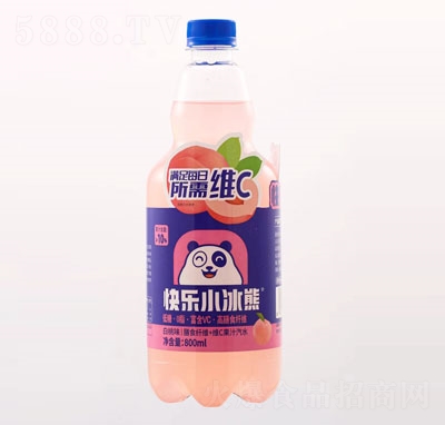 快樂(lè)小冰熊白桃味膳食纖維+維C果汁汽水800ml