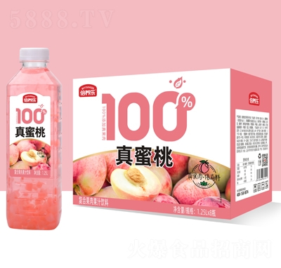 倍養(yǎng)樂真蜜桃復合果肉果汁飲料1.25LX8瓶